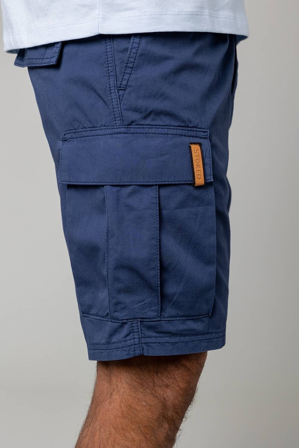 Short / homme / cargo short / coton / poches latérales / bleu / navy
